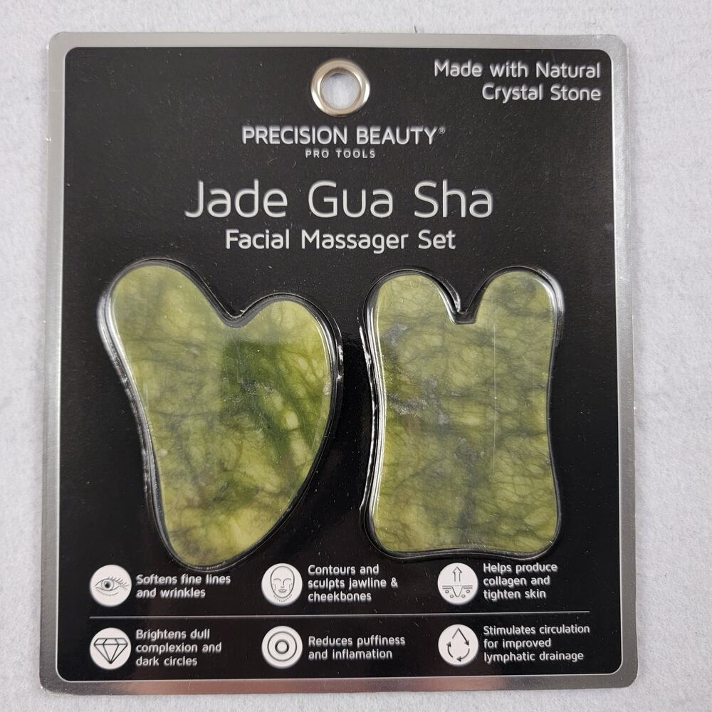 Precision Beauty Jade Gua Sha Face Massager Set - New